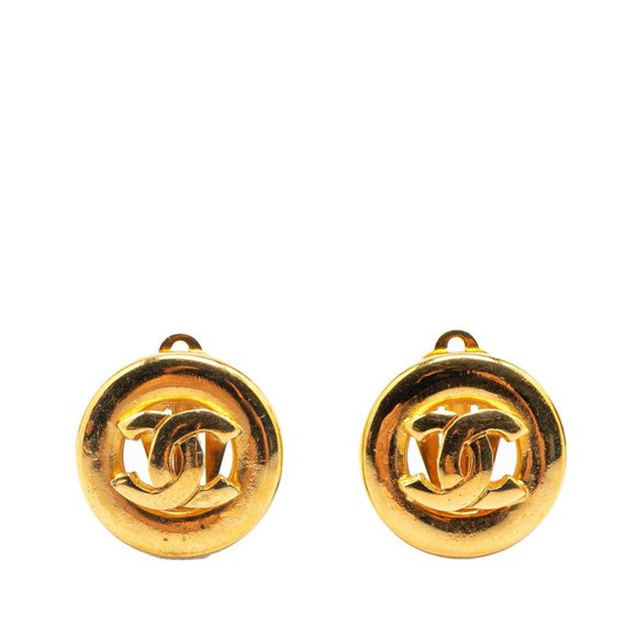 CHANEL Gold Logo Earrings - Picture 1 of 4